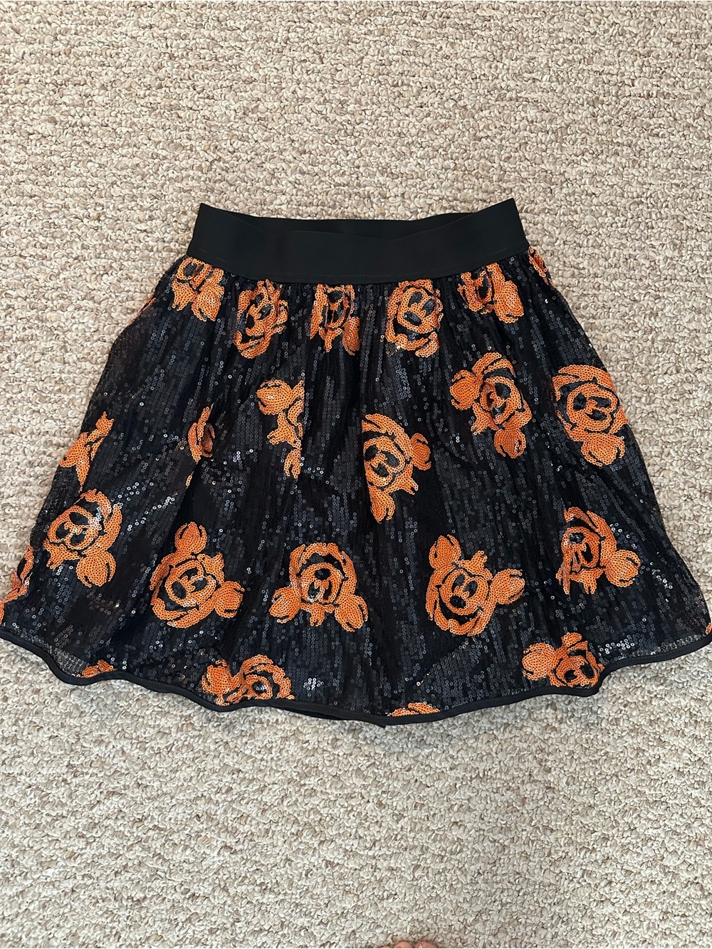 Girls Disney Black Sequin Pumpkin Mickey Skirt